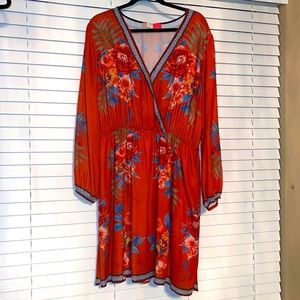 Orange (Cajun orange) floral dress